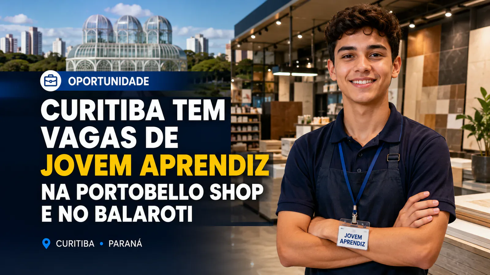 jovens aprendizes em loja de materiais e showroom em Curitiba