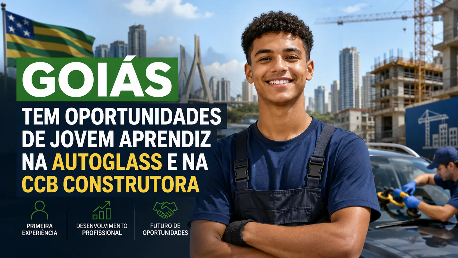 jovens aprendizes em empresa automotiva e construtora em Goiás