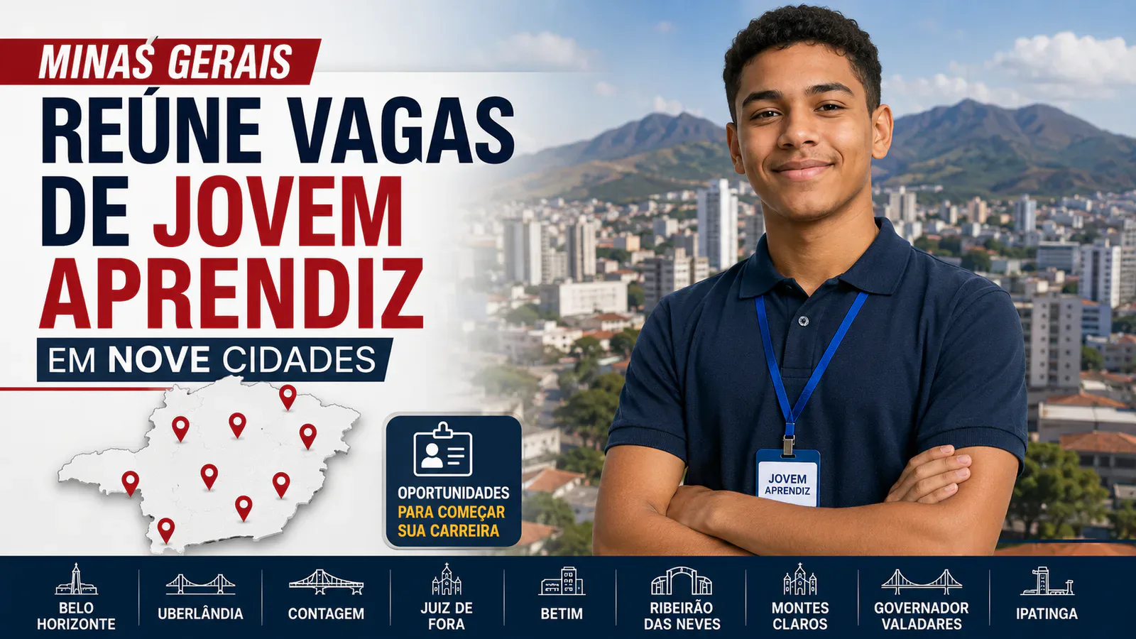 jovens profissionais representando diferentes cidades de Minas Gerais