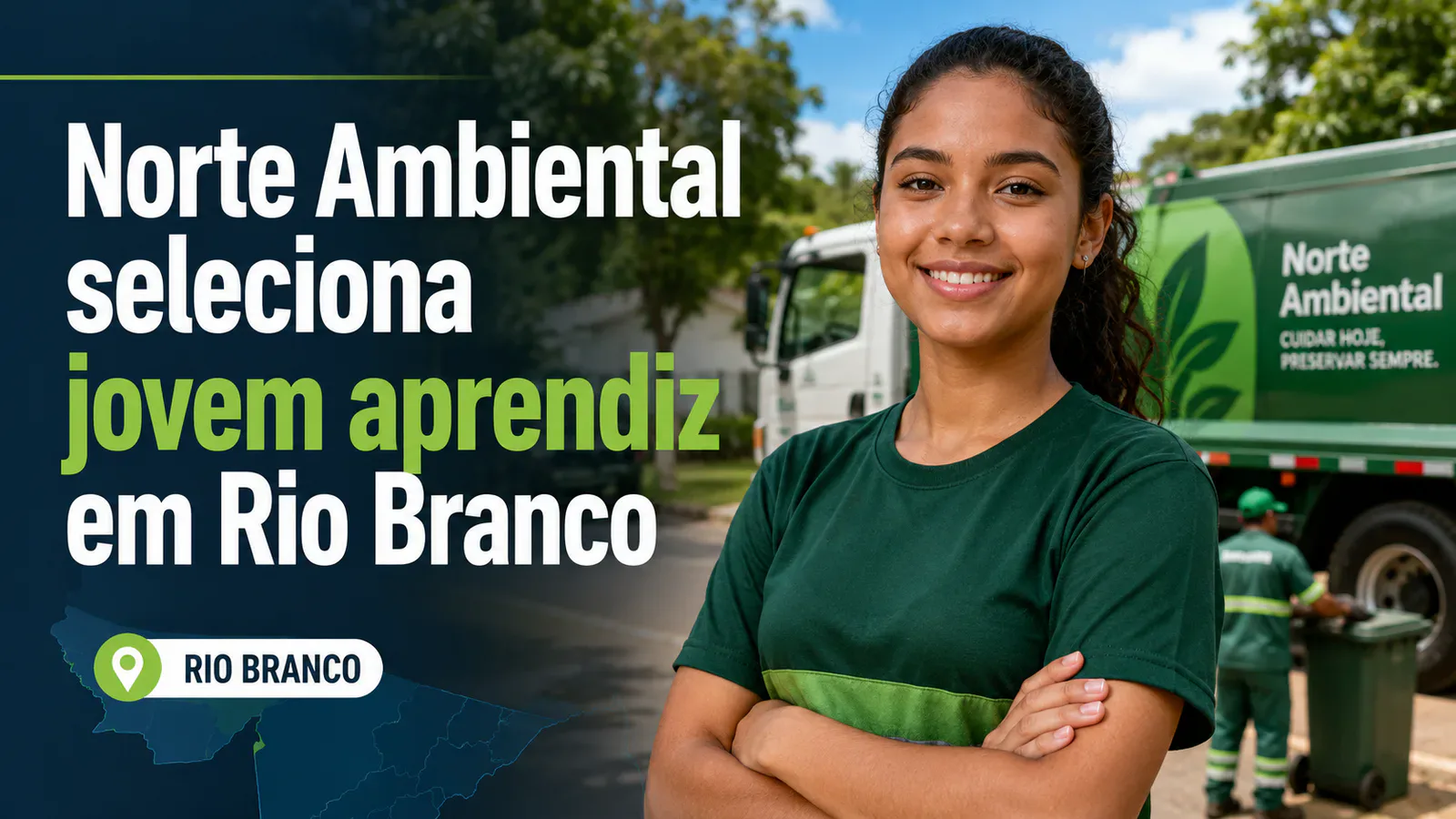 jovem aprendiz em empresa de serviços ambientais em Rio Branco